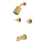 Kingston Brass Centurion Tub and Shower Trim Package with 1.8 GPM Multi Function Shower Head Polished Brass