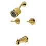 Kingston Brass Convergent Tub and Shower Trim Package with 1.8 GPM Single Function Shower Head and 7.0 GMP Spout Polished Brass