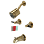 Kingston Brass Kaiser Tub and Shower Trim Package with 1.8 GPM Multi Function Shower Head Antique Brass