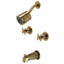 Kingston Brass Concord Tub and Shower Trim Package with 1.8 GPM Multi Function Shower Head Antique Brass