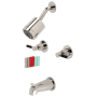 Kingston Brass Kaiser Tub and Shower Trim Package with 1.8 GPM Multi Function Shower Head Polished Nickel
