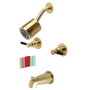Kingston Brass Kaiser Tub and Shower Trim Package with 1.8 GPM Multi Function Shower Head Brushed Brass