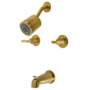 Kingston Brass Convergent Tub and Shower Trim Package with 1.8 GPM Single Function Shower Head and 7.0 GMP Spout Brushed Brass