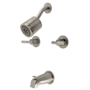Kingston Brass Convergent Tub and Shower Trim Package with 1.8 GPM Single Function Shower Head and 7.0 GMP Spout Brushed Nickel