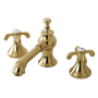 Kingston Brass French Country 1.2 GPM Widespread Bathroom Faucet with Pop-Up Drain Assembly Polished Brass