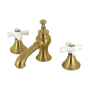Kingston Brass Vintage 1.2 GPM Widespread Bathroom Faucet with Pop-Up Drain Assembly Brushed Brass