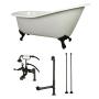 Kingston Brass Aqua Eden 62" Free Standing Brass and Cast Iron Soaking Tub with Tub Filler, Reversible Drain, Drain Assembly, and Overflow White / Oil Rubbed Bronze Feet