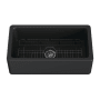 Kingston Brass Traditional 33-1/8" Farmhouse Single Basin Fireclay Kitchen Sink with Basket Strainer Matte Black