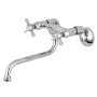 Kingston Brass Essex 1.2 GPM Wall Mounted Bridge, Widespread Bathroom Faucet Polished Chrome