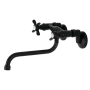 Kingston Brass Essex 1.2 GPM Wall Mounted Bridge, Widespread Bathroom Faucet Matte Black