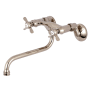 Kingston Brass Essex 1.2 GPM Wall Mounted Bridge, Widespread Bathroom Faucet Polished Nickel