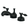 Kingston Brass Tudor 1.2 GPM Widespread Bathroom Faucet with Pop-Up Drain Assembly Matte Black