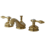 Kingston Brass Tudor 1.2 GPM Widespread Bathroom Faucet with Pop-Up Drain Assembly Polished Brass