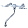 Kingston Brass Heritage 1.2 GPM Wall Mounted Bridge, Widespread Bathroom Faucet Polished Chrome
