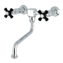 Kingston Brass Duchess 1.2 GPM Wall Mounted Bridge, Widespread Bathroom Faucet Polished Chrome