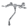 Kingston Brass Tudor 1.2 GPM Wall Mounted Bridge, Widespread Bathroom Faucet Polished Chrome