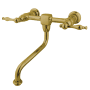 Kingston Brass Heritage 1.2 GPM Wall Mounted Bridge, Widespread Bathroom Faucet Polished Brass