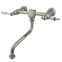 Kingston Brass Heritage 1.2 GPM Wall Mounted Bridge, Widespread Bathroom Faucet Brushed Nickel