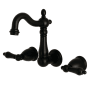 Kingston Brass Heritage 1.2 GPM Wall Mounted Widespread Bathroom Faucet Matte Black