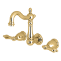 Kingston Brass Heritage 1.2 GPM Wall Mounted Widespread Bathroom Faucet Polished Brass