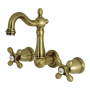 Kingston Brass Heritage 1.2 GPM Wall Mounted Widespread Bathroom Faucet Vintage Brass