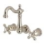 Kingston Brass Heritage 1.2 GPM Wall Mounted Widespread Bathroom Faucet Polished Nickel