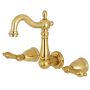 Kingston Brass Heritage 1.2 GPM Wall Mounted Widespread Bathroom Faucet Brushed Brass