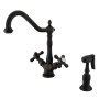 Kingston Brass Heritage 1.8 GPM Single Hole Kitchen Faucet - Includes Side Spray Oil Rubbed Bronze