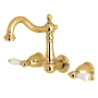 Kingston Brass Heritage 1.2 GPM Wall Mounted Widespread Bathroom Faucet Polished Brass