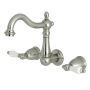 Kingston Brass Heritage 1.2 GPM Wall Mounted Widespread Bathroom Faucet Brushed Nickel
