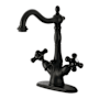Kingston Brass Duchess 1.2 GPM Vessel Centerset Bathroom Faucet with Pop-Up Drain Assembly and Cross Handles Matte Black