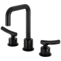 Kingston Brass Hallerbos 1.2 GPM Widespread Bathroom Faucet with Push Pop-Up Drain Assembly Matte Black