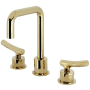 Kingston Brass Hallerbos 1.2 GPM Widespread Bathroom Faucet with Push Pop-Up Drain Assembly Polished Brass
