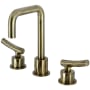 Kingston Brass Hallerbos 1.2 GPM Widespread Bathroom Faucet with Push Pop-Up Drain Assembly Antique Brass