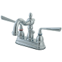 Kingston Brass Silver Sage 1.2 GPM Centerset Bathroom Faucet with Pop-Up Drain Assembly Polished Chrome