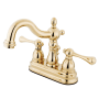 Kingston Brass Heritage 1.2 GPM Centerset Bathroom Faucet with Pop-Up Drain Assembly Polished Brass