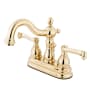 Kingston Brass Heritage 1.2 GPM Centerset Bathroom Faucet with Pop-Up Drain Assembly Polished Brass