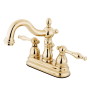 Kingston Brass Heritage 1.2 GPM Centerset Bathroom Faucet with Pop-Up Drain Assembly Polished Brass