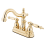 Kingston Brass Heritage 1.2 GPM Centerset Bathroom Faucet with Pop-Up Drain Assembly Polished Brass