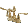 Kingston Brass Silver Sage 1.2 GPM Centerset Bathroom Faucet with Pop-Up Drain Assembly Polished Brass