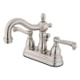Kingston Brass Heritage 1.2 GPM Centerset Bathroom Faucet with Pop-Up Drain Assembly Brushed Nickel