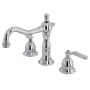 Kingston Brass Whitaker 1.2 GPM Deck Mounted Widespread Bathroom Faucet with Pop-Up Drain Assembly Polished Chrome