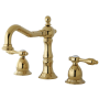 Kingston Brass Tudor 1.2 GPM Widespread Bathroom Faucet with Pop-Up Drain Assembly Polished Brass