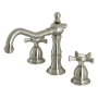 Kingston Brass Hamilton 1.2 GPM Deck Mounted Widespread Bathroom Faucet with Pop-Up Drain Assembly Brushed Nickel