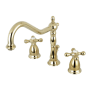 Kingston Brass Heritage 1.2 GPM Widespread Bathroom Faucet with Pop-Up Drain Assembly Polished Brass