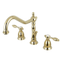 Kingston Brass Tudor 1.2 GPM Widespread Bathroom Faucet with Pop-Up Drain Assembly Polished Brass