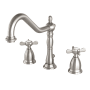 Kingston Brass Essex 1.2 GPM Widespread Bathroom Faucet with Pop-Up Drain Assembly Brushed Nickel