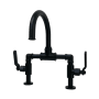 Kingston Brass Whitaker 1.2 GPM Deck Mounted Bridge Bathroom Faucet with Pop-Up Drain Assembly Matte Black