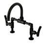 Kingston Brass Hallerbos 1.2 GPM Bridge, Widespread Bathroom Faucet with Pop-Up Drain Assembly Matte Black