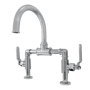 Kingston Brass Whitaker 1.2 GPM Deck Mounted Bridge Bathroom Faucet with Pop-Up Drain Assembly Polished Chrome
